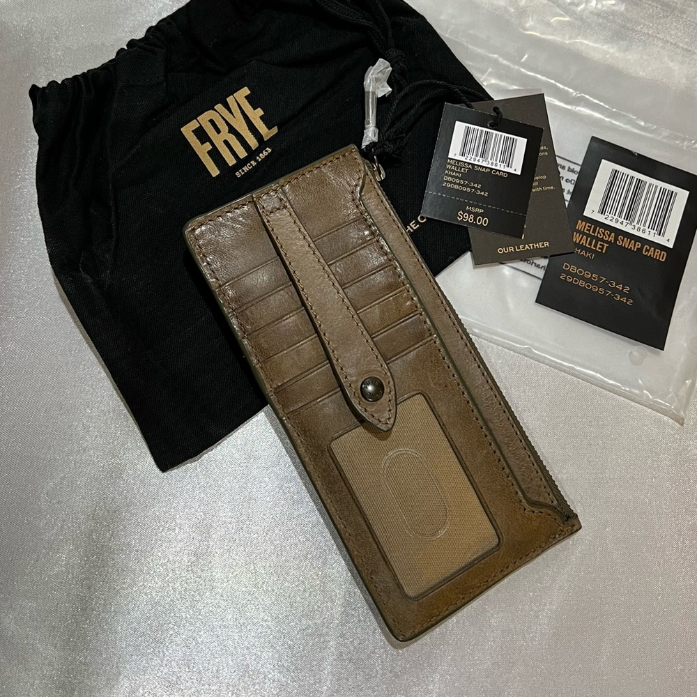 NWT Frye Melissa Snap Card Wallet - Khaki - Picture 2 of 11